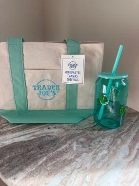 Mini Pastel Canvas Tote Bag - Mint